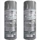 2X Paint Factory Metallic Silver Spray Paint 200ml Spray Paint